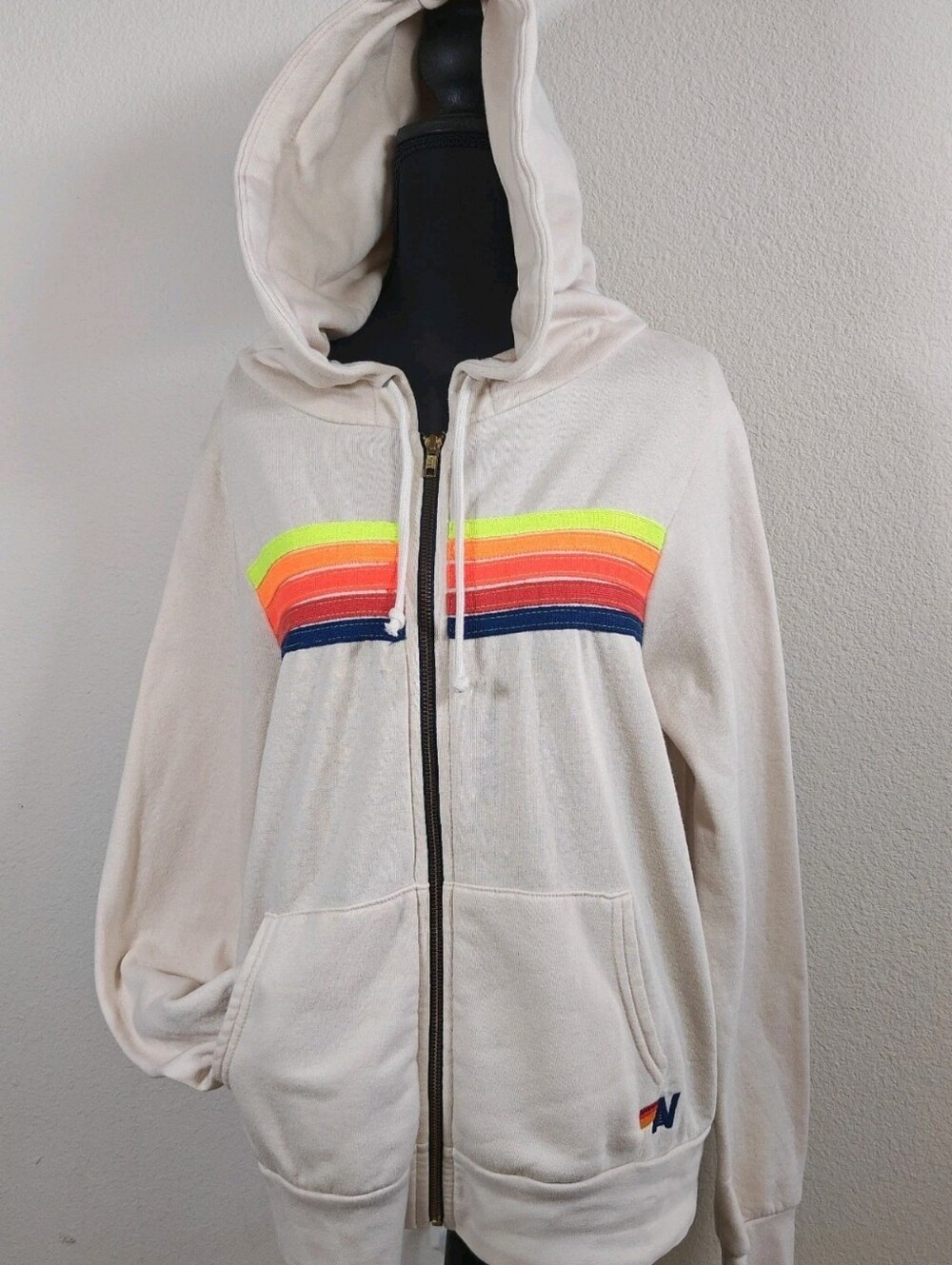 Aviator Nation 5 Stripe Zip Up Hoodie Size M - Picture 2 of 7